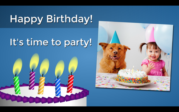 Retriever Digital Signage: Happy Birthday - Text and Picture