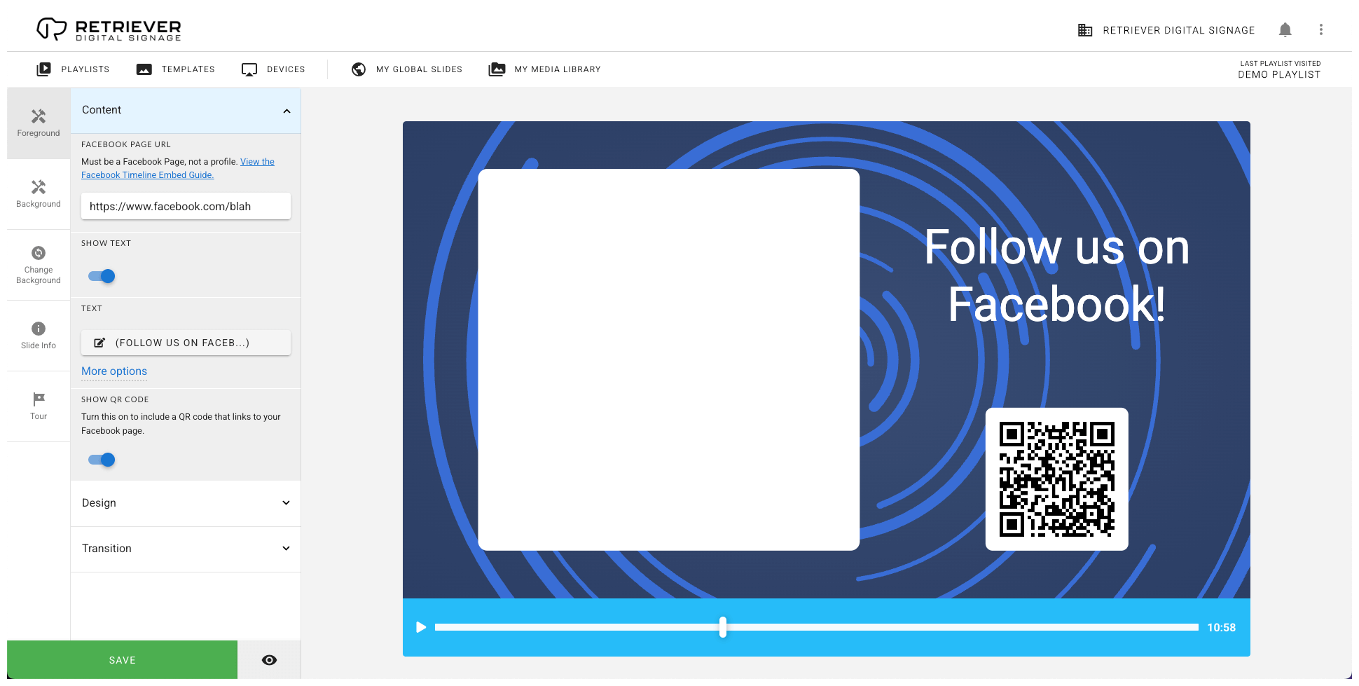 Screenshot showing a blank area where the Facebook timeline failed to load.